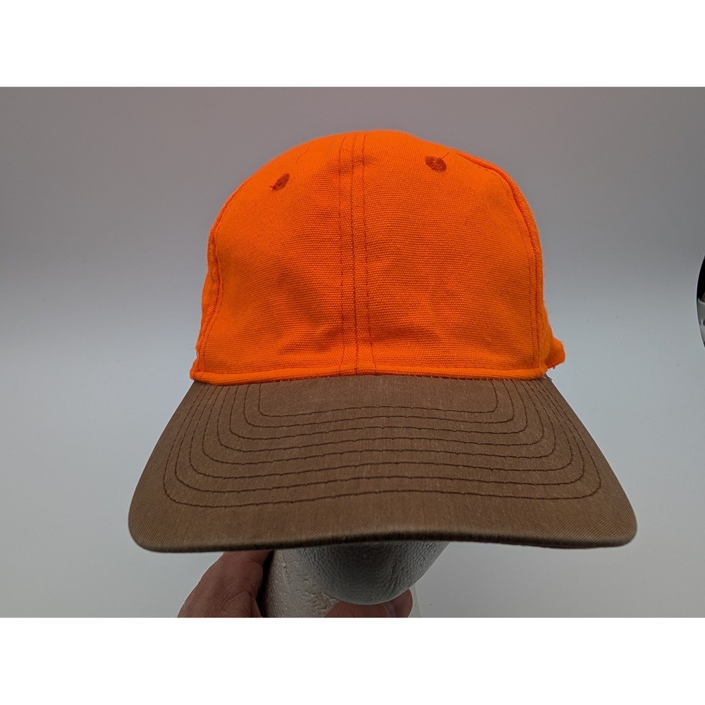 Vintage Kudzu Blaze Orange Brown Brim Snapback Hunting Hat Made in USA OSFM